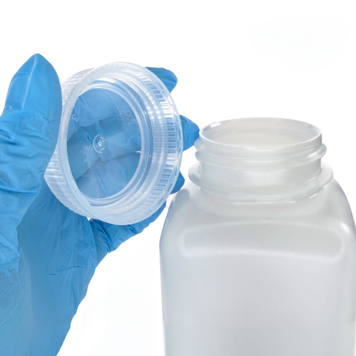 Eisco - Pack of 12, 500mL Square HDPE Reagent Bottles with Wide Mouth Polypropylene Caps, Translucent, Non-Sterile, Chemical Resistant, Leak-Proof, -100°C to 120°C, Ideal for Lab and Industrial Use
