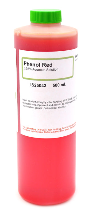 0.02% Phenol Red Solution, 500mL - Aqueous - The Curated Chemical Collection
