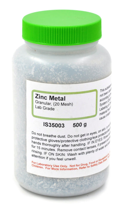 Granular Metal Zinc, 500g - 20 Mesh - Lab-Grade - The Curated Chemical Collection