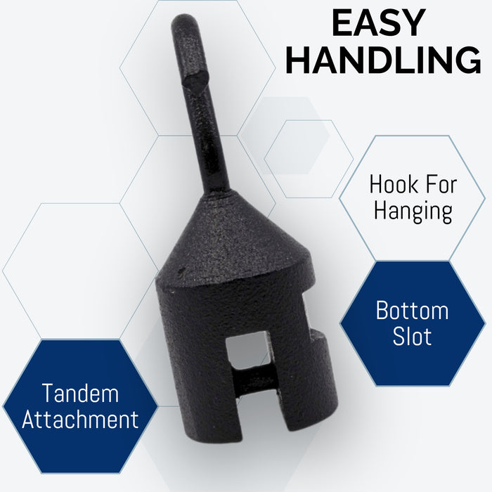 Eisco Labs - Hooked Weight 5-Pack, 20g Each - Iron, Cylindrical with Hook and Bottom Slot for Easy Lifting, Science Experiments, Physics, Scale Calibration, Measurement