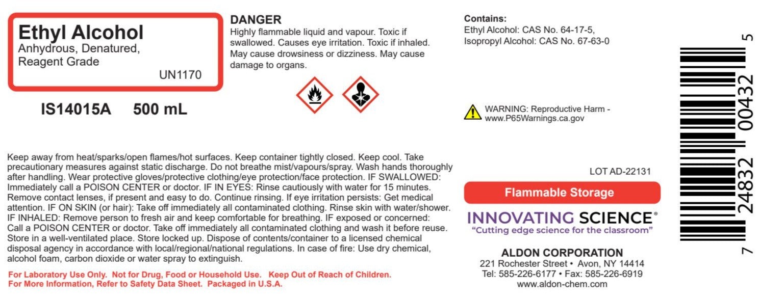 Denatured Ethyl Alcohol, 500mL - Anhydrous - Reagent-Grade - The Curated Chemical Collection