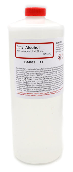 95% Denatured Ethyl Alcohol, 1000mL - No Methanol - Lab-Grade - The Curated Chemical Collection
