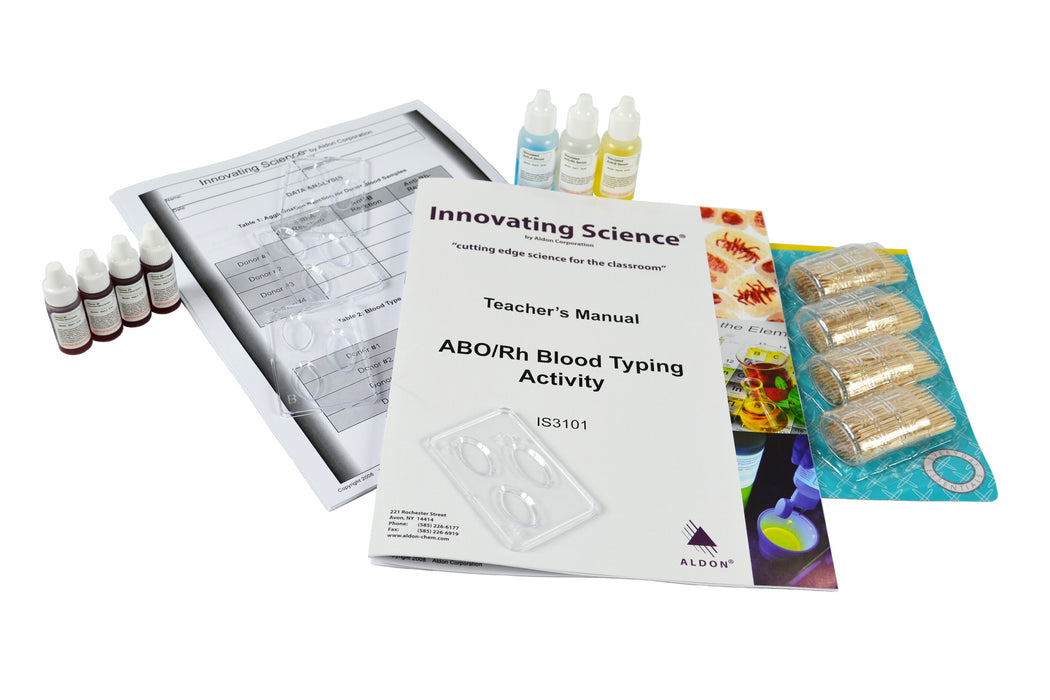 Simulated ABO/Rh Blood Typing Kit - Safe & Easy - Mat'l for 10 Setups ...