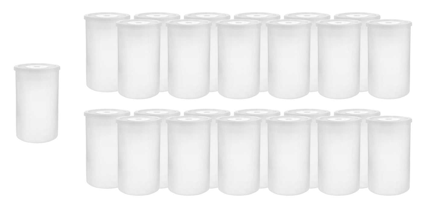 25 Pack - Empty Film Canisters, 2 x 1.25" - Tight Sealing Lid - High Density Polyethylene - Eisco Labs