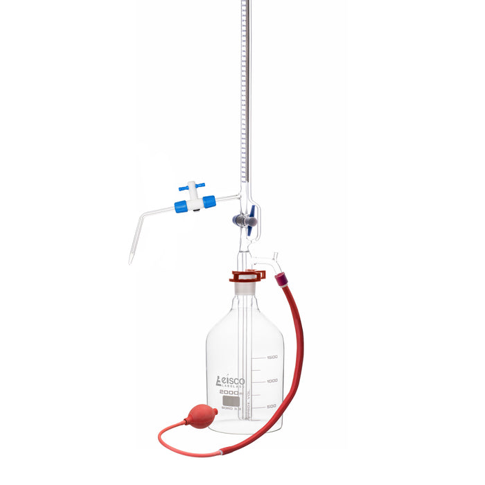 Automatic Zero Burette, 100mL - Class A - With Intermediate Stopcock & Schellbach Stripe - Borosilicate Glass