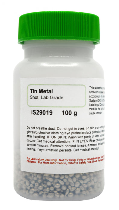 Tin Metal Shot, 100g - Lab-Grade - The Curated Chemical Collection