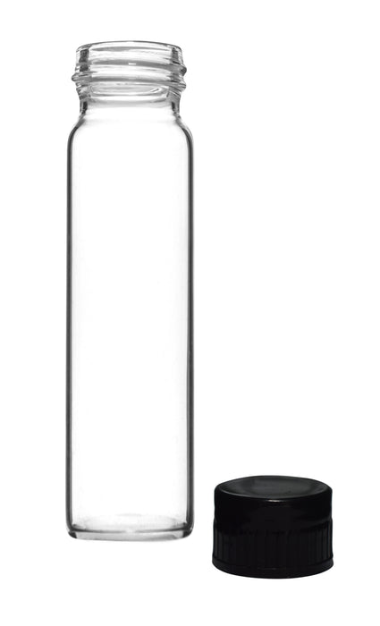 Culture Tube with Screw Cap, 30mL, 24/PK - 25x95mm - Flat Bottom - Borosilicate Glass