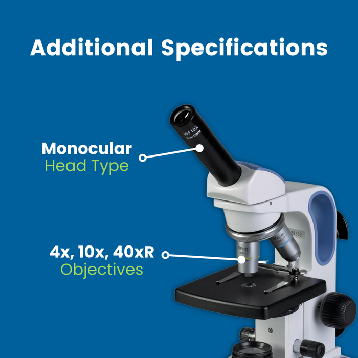 Microscope EXM-150 - Monocular Head, 40-400X Magnification, Disc Diaphagm, Cordless LED Illumination