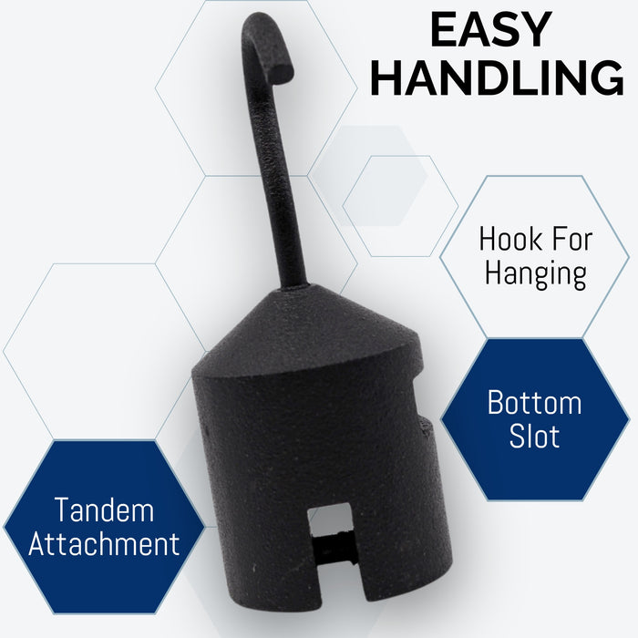 Eisco Labs - Hooked Weight 5-Pack, 100g Each - Iron, Cylindrical with Hook and Bottom Slot for Easy Lifting, Science Experiments, Physics, Scale Calibration, Measurement