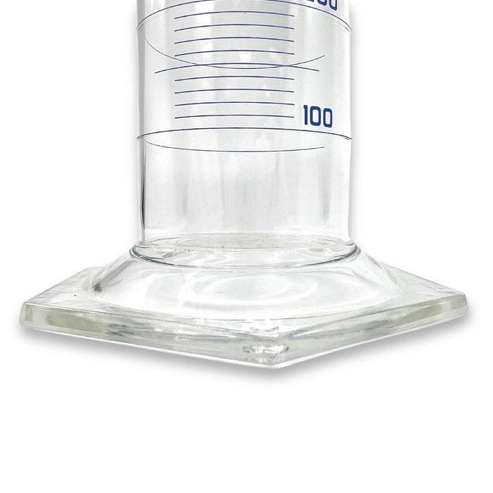 Eisco Labs - 1000mL Measuring Cylinder - Tolerance ±5.00mL - Class A Graduated Cylinder - Calibrated TC - Hexagonal Base - Blue Graduations - Batch Work Certificate QR Code - Boro 3.3 Glass