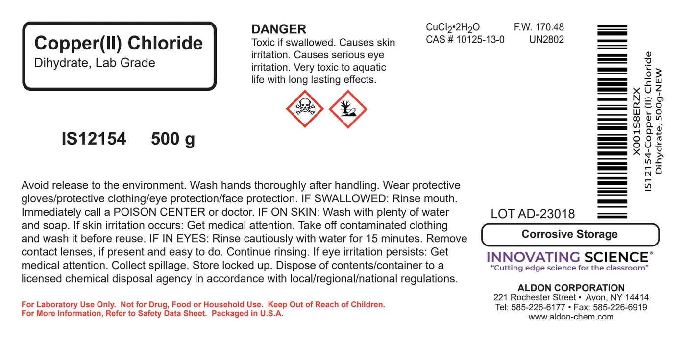 Copper (II) Chloride Dihydrate, 500g - The Curated Chemical Collection