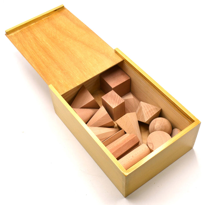 19-Piece 3D Geometric Shapes Set in Hardwood Case