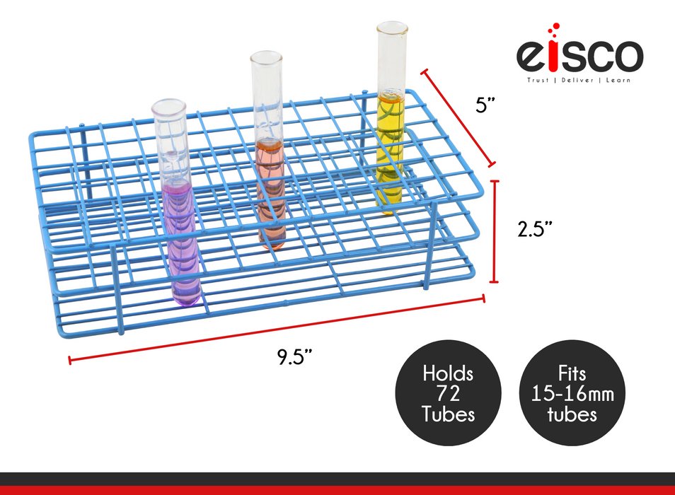 Test Tube Rack - Holds 72 x 15-16mm Tubes - Epoxy-Coated Steel — hBARSCI
