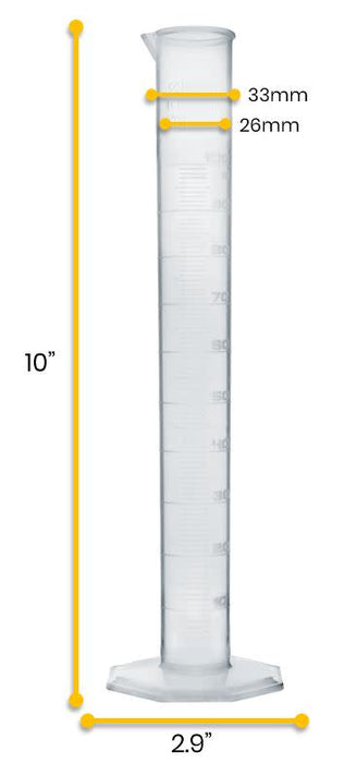 Graduated Cylinder, 100mL - Class A - Octagonal Base - Raised Graduations - TPX Plastic