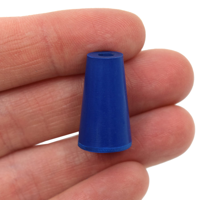 10PK Neoprene Stoppers, 1 Hole - ASTM - Size: #000 - 8.2mm Bottom, 12.7mm Top, 21mm Length