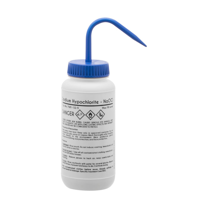Sodium Hypochlorite (Bleach) Wash Bottle, 500ml - Polyethylene - One Color