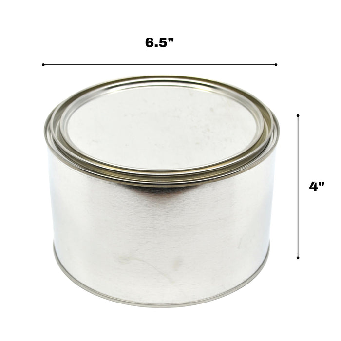 1/2 Gallon Metal Can with Lid - Empty Tin Container for Grease, Paint, Coatings, Adhesives, Storage and Mixing - Round Steel Can with Rust-Inhibitor Lining - 6.5 in Diameter, 4 in Height