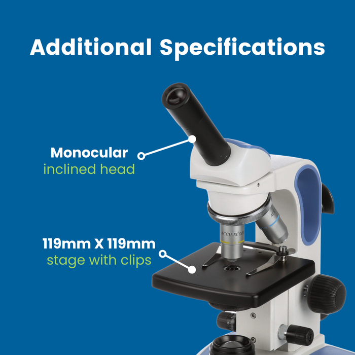 Microscope EXM-150-I - Monocular Head, 40-400X Magnification, Iris Diaphragm, Cordless LED Illumination