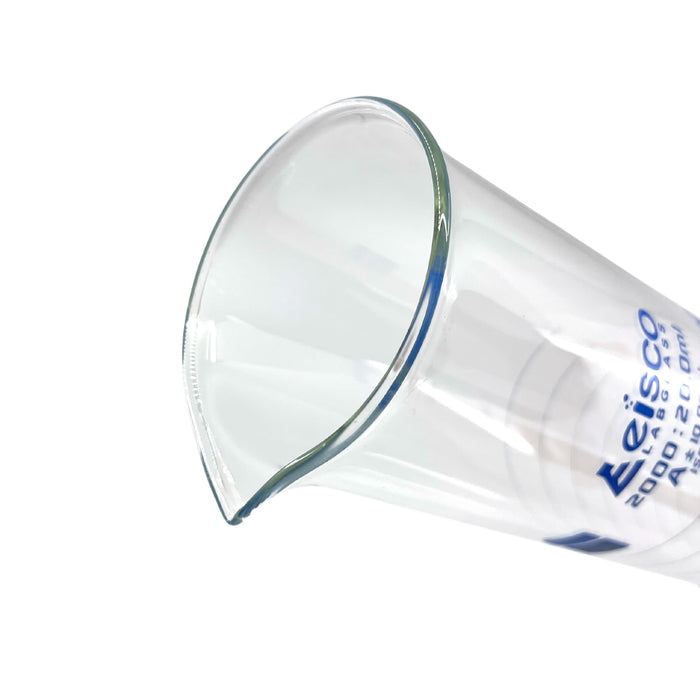 Eisco Labs - 2000mL Measuring Cylinder - Tolerance ±10.00mL - Class A Graduated Cylinder - Calibrated TC - Hexagonal Base - Blue Graduations - Batch Work Certificate QR Code - Boro 3.3 Glass