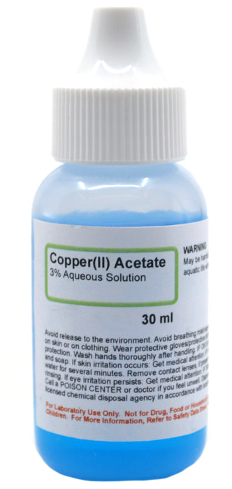 3% Copper (II) Acetate, 30mL - Aqueous - The Curated Chemical Collection