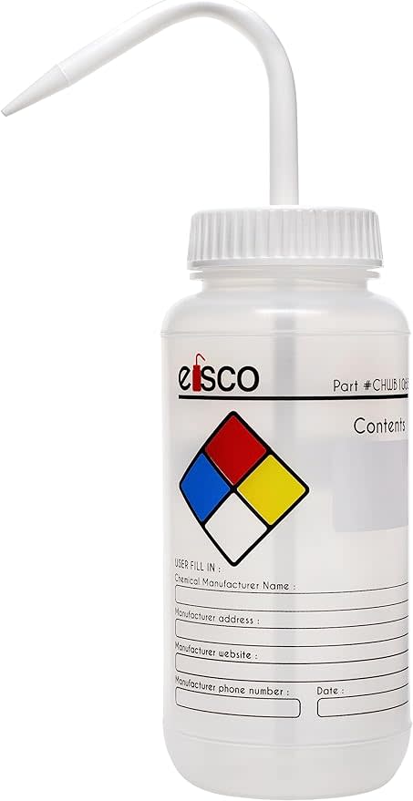 1000ml Acetone Wash Bottle – Wide Mouth, Pre-Labeled, LDPE – Eisco Labs