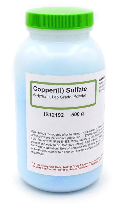 Copper (II) Sulfate Powder, 500g - 5-Hydrate - Lab-Grade - The Curated Chemical Collection