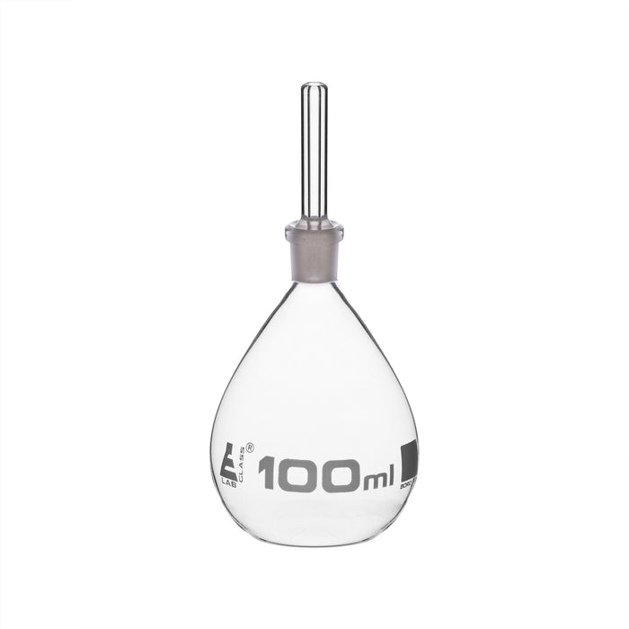 Specific Gravity Bottle, 100ml - Flat Bottom with Perforated Stopper - Borosilicate Glass - Eisco Labs