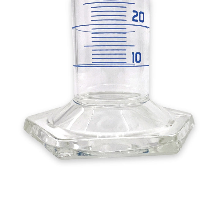 Eisco Labs - 100mL Measuring Cylinder - Tolerance ±0.50mL - Class A Graduated Cylinder - Calibrated TC - Hexagonal Base - Blue Graduations - Batch Work Certificate QR Code - Boro 3.3 Glass