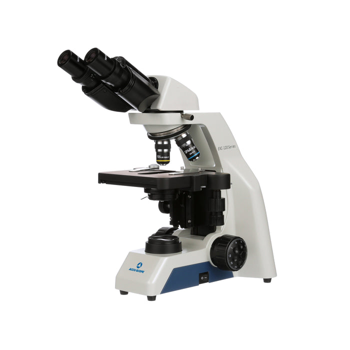 Microscope EXC-120-3 - Binocular Head, 40-400X Magnification, Achromat Objectives, Mechanical Stage, Iris Diaphragm