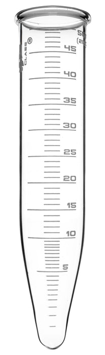 Graduated Centrifuge Tube, 50ml - Borosilicate 3.3 Glass, Conical Shape - 1ml White Graduations - Eisco Labs