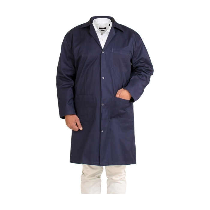 Laboratory Coat - Large - Polyester / Cotton Drill, Long Sleeves, 3 Large Pockets - Navy Blue