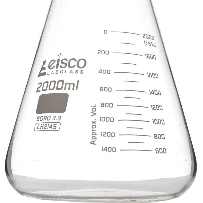 Erlenmeyer Flask, 2000mL - Wide Neck - ASTM, Dual Graduated Erlenmeyer Flask, 2000mL - Wide Neck - ASTM, Dual Graduated