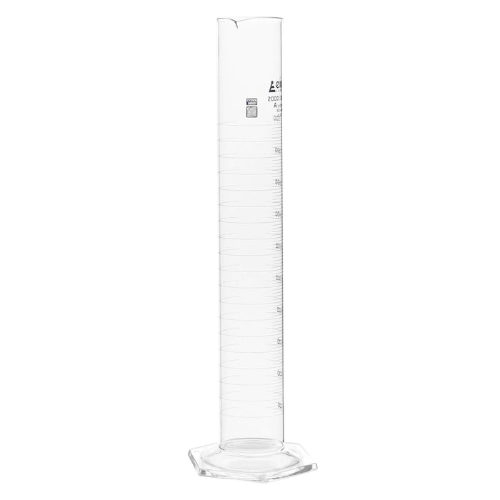 Eisco Labs - 2000mL Measuring Cylinder - Tolerance ±10.00mL - Class A Graduated Cylinder - Calibrated TC - Hexagonal Base - Blue Graduations - Batch Work Certificate QR Code - Boro 3.3 Glass
