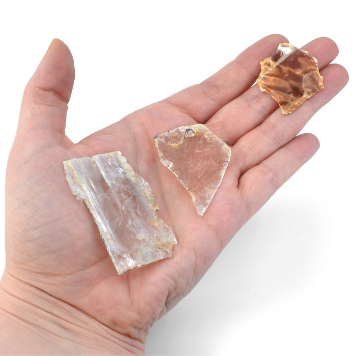 12PK Raw Muscovite Mica, Mineral Specimen - Approx. 1"- Hand Processed - Great for Science Classrooms - Eisco Labs