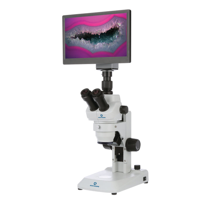 Digital Stereo Microscope with Camera & Monitor, 3079-HDS - 8-35X Zoom Magnification - 1080p HD Resolution - 5 MP Image & 15 FPS Video Capture - HDMI/USB 2.0 Outputs