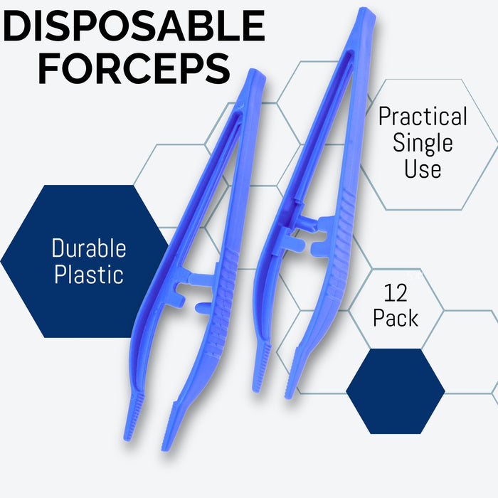 12PK Forceps/Tweezers, 5" - Disposable