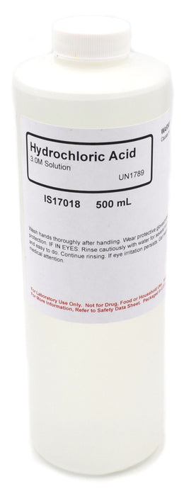 Hydrochloric Acid Solution, 3M, 500mL - The Curated Chemical Collection