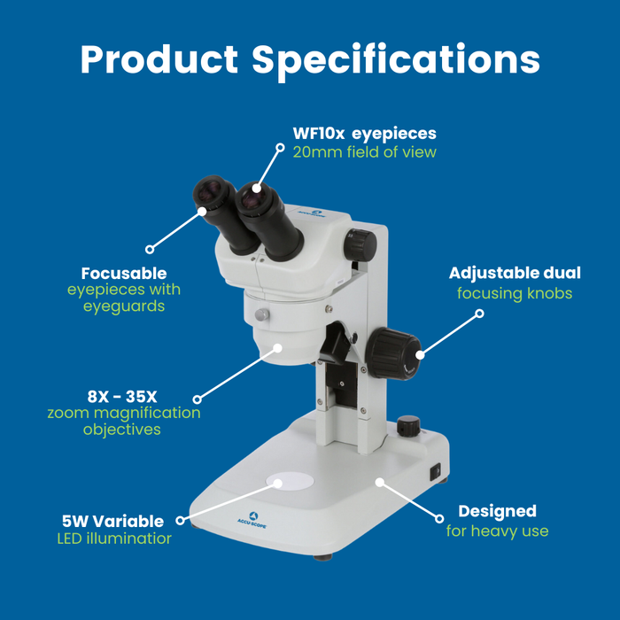Stereo Microscope 3078-LED - 8-35X Zoom Magnification