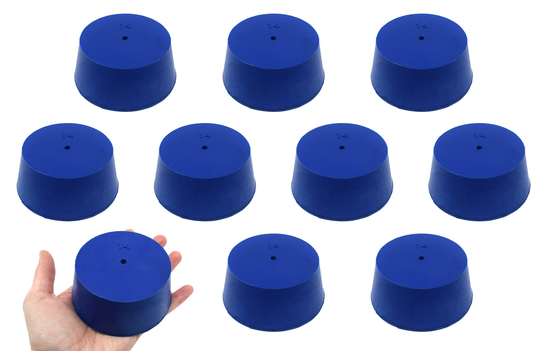 10PK Neoprene Stoppers, 1 Hole - ASTM - Size: #14 - 75mm Bottom, 90mm Top, 39mm Length