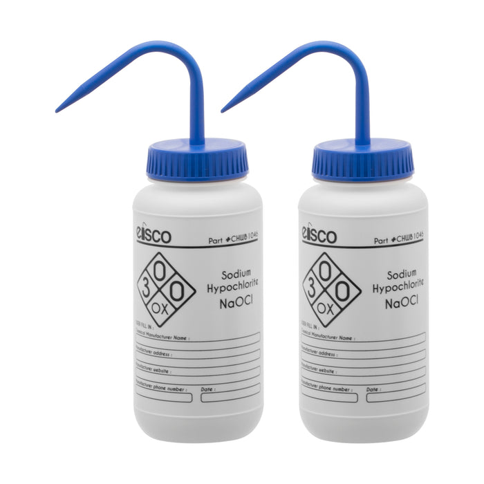 2PK Sodium Hypochlorite (Bleach) Wash Bottles, 500ml - Polyethylene - One Color
