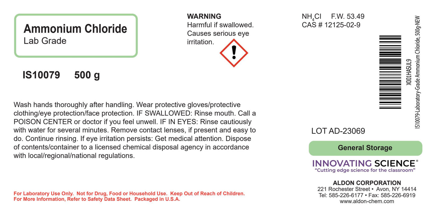 Ammonium Chloride, 500g - Lab-Grade - The Curated Chemical Collection