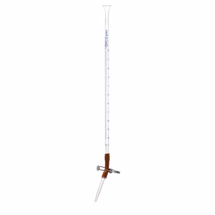 Burette, 10mL - Class B - With Pinch Clip - Borosilicate Glass