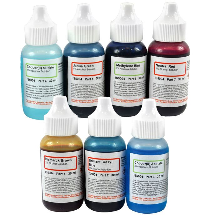 Vital Stain Kit, 7 Bottles of Different Stains for Microscope Slides - The Curated Chemical Collection