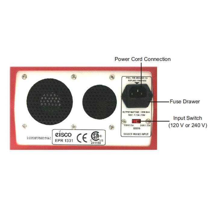 Eisco Labs Regulated Dual Output Digital Display Power Supply, AC: 12V, 5 Amps, DC: 0-12V, 5Amps