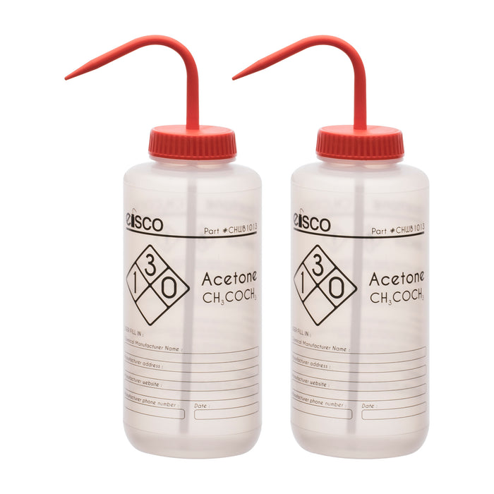 2PK Acetone Wash Bottles, 1000ml - Polyethylene - One Color
