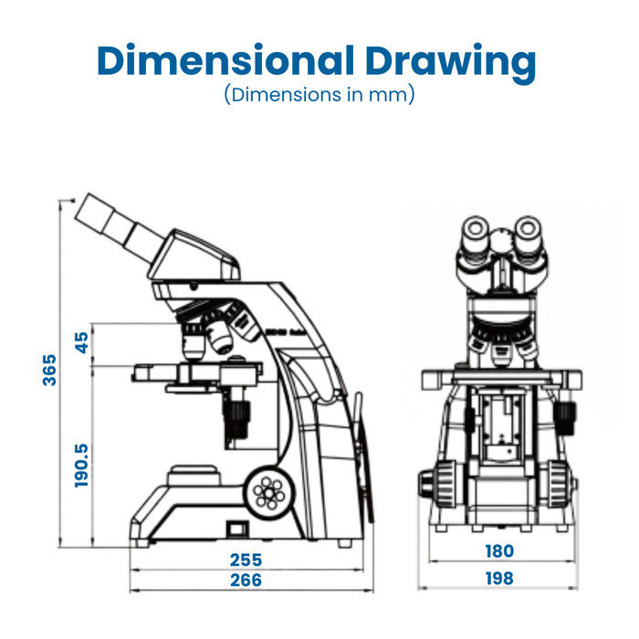 Microscope EXC-120-3 - Binocular Head, 40-400X Magnification, Achromat Objectives, Mechanical Stage, Iris Diaphragm