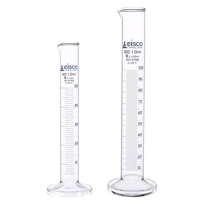 Eisco Labs - Glass Titration Set - 100mL & 250mL Beakers, 50mL & 100mL Graduated Cylinders, 250mL Erlenmeyer Flask, 50mL Burette - High-Quality Glassware for Titration Experiments - Glass Kit
