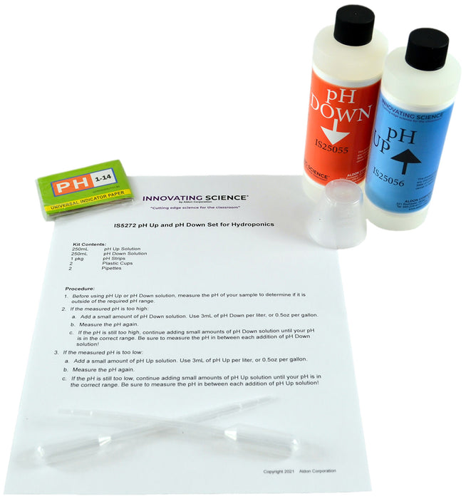 pH Up & Down Control Kit for Growth Medium - Includes 2 Solutions (250mL EA) & Supplies - The Curated Chemical Collection