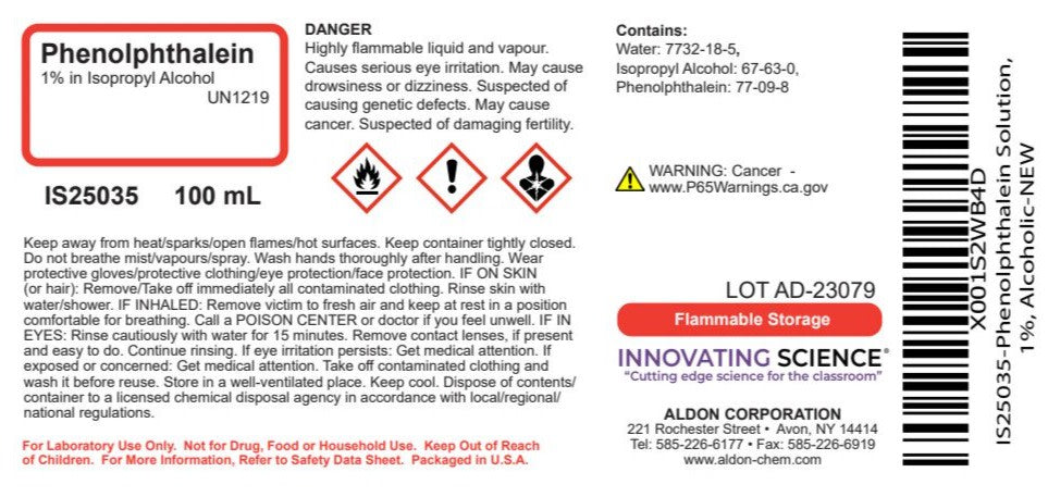 1% Phenolphthalein Solution, 100mL - Alcoholic - The Curated Chemical Collection