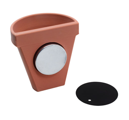 potbuddy magnetic plant pot with steel mounting disc